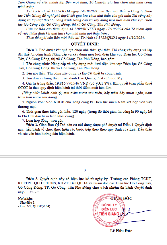 Ai da trung goi thau gan 20 ty dong o Dien luc Tien Giang?