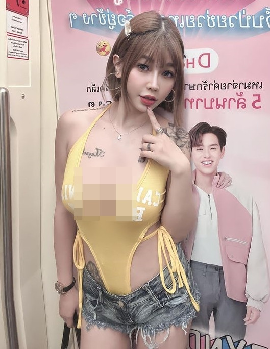Trước đó, hình ảnh hot girl Trương Hi Hi diện đồ bó sát, quần cực ngắn, tạo dáng trên tàu điện ngầm cũng từng nhận phải nhiều chỉ trích vì quá lố lăng, phản cảm.