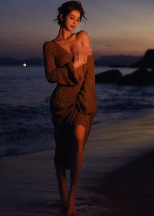 Cô nàng diện váy trễ nải, "quên nội y".