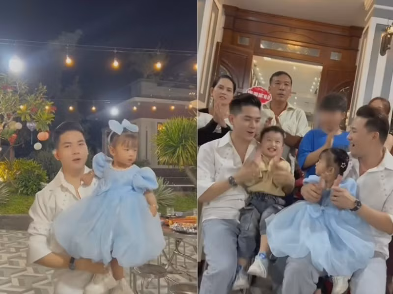 Thanh Đoàn tổ chức tiệc sinh nhật cho bố mẹ ở biệt thự. Bố mẹ Hà Trí Quang cũng từ TP HCM xuống Đồng Tháp để tham gia bữa tiệc. Ảnh: Người Đưa Tin.