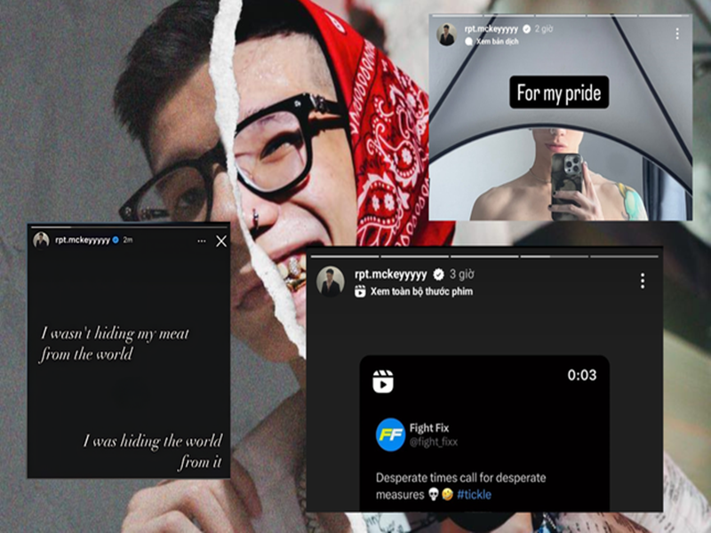 Rapper MCK liên tục chia sẻ ẩn ý. Mới nhất, anh đăng tải hình ảnh mặc nội y, đứng trước gương cùng dòng chữ “For my pride” (tạm dịch: Vì niềm tự hào của tôi). Ảnh: Hoa Học Trò.
