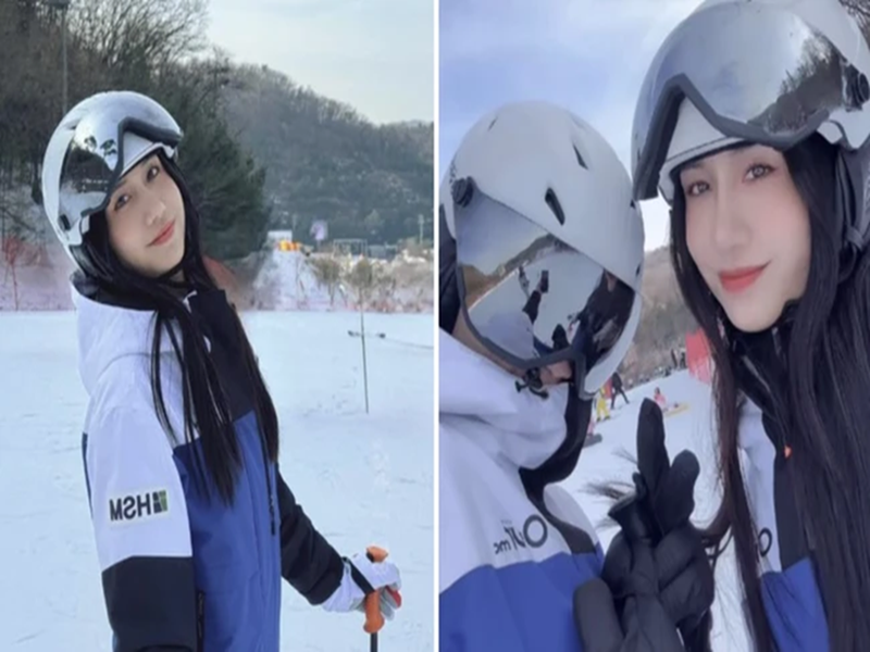 Tháng 2/2024, Lynk Lee đã đăng tải hình ảnh cùng bạn trai trượt tuyết tại nước ngoài. Tuy nhiên, cô vẫn giấu mặt người yêu. Ảnh: FB Lynk Lee.