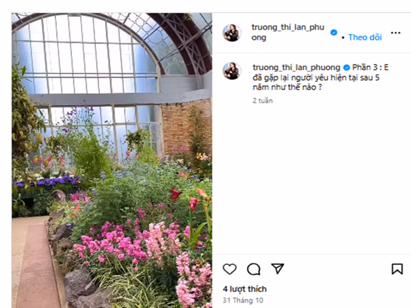 Trương Phương khoe được người yêu thường xuyên tặng hoa.