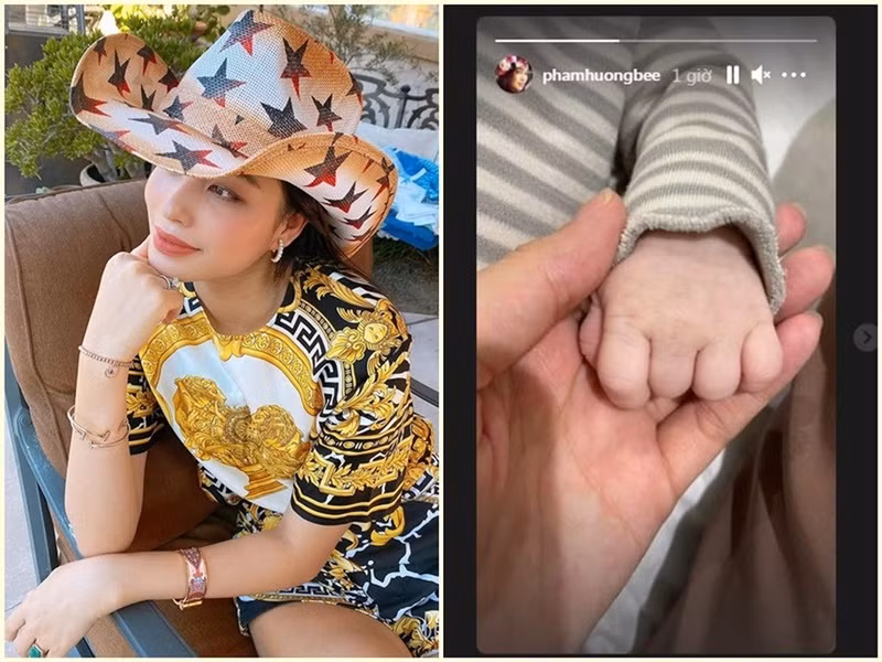 Tháng 9/2021, trên trang cá nhân, Phạm Hương bất ngờ chia sẻ thông tin có con trai thứ 2 tên Apollo. Ảnh: Instagram Phạm Hương.