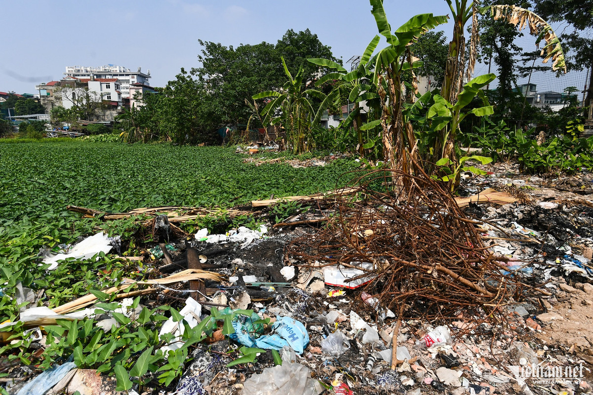 Tại một điểm ven hồ trong ngách 5 ngõ 175 Định Công, phần lấn chiếm ăn ra lòng hồ tới 10m.