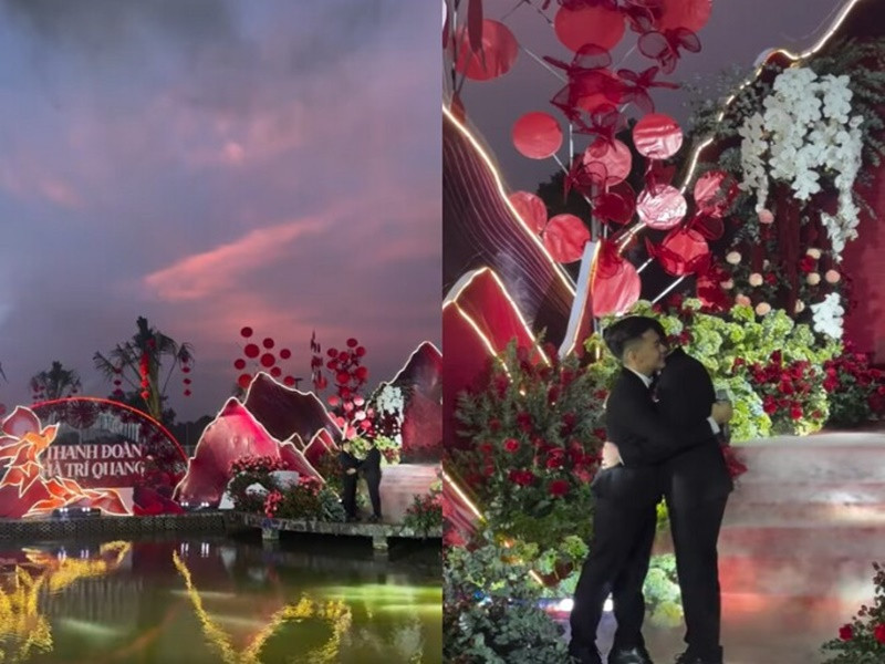 Hà Trí Quang và bạn đời mạnh tay đầu tư cho đám cưới ở Đồng Tháp. Ảnh: Người Đưa Tin.