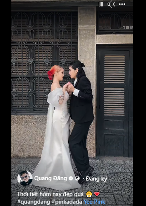 Gần đây, Quang Đăng và Yee Pink diện đồ như trang phục cưới làm dấy nghi vấn chuẩn bị kết hôn. Ảnh: Instagram Yee Pink.