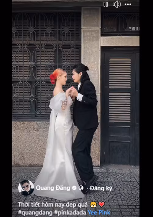 Gần đây, Quang Đăng và Yee Pink diện đồ như trang phục cưới làm dấy nghi vấn chuẩn bị kết hôn. Ảnh: Instagram Yee Pink.