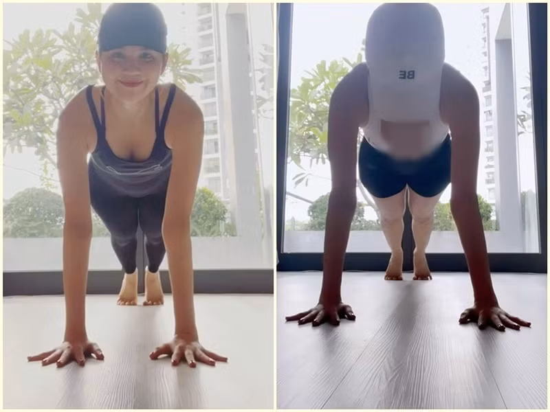 Ngọc Trinh chuộng trang phục thể thao bó sát khi tập luyện. Ảnh: FB Ngọc Trinh.