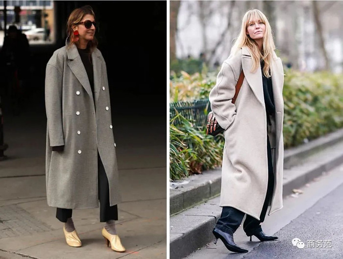 Cách điệu hơn, người nổi tiếng chọn kiểu áo khoác dáng suông với phần thân trên to bản. Nhược điểm của áo khoác dáng suông là nó không thích hợp với mẫu người gầy, thấp bé.