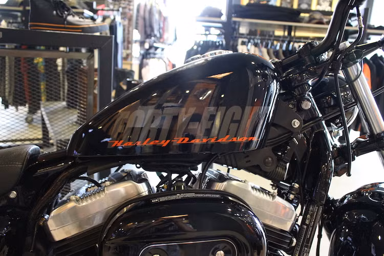 Forty-Eight có bình xăng hình dáng "đậu phộng" theo phong cách của dòng xe môtô của hãng những năm 1948.