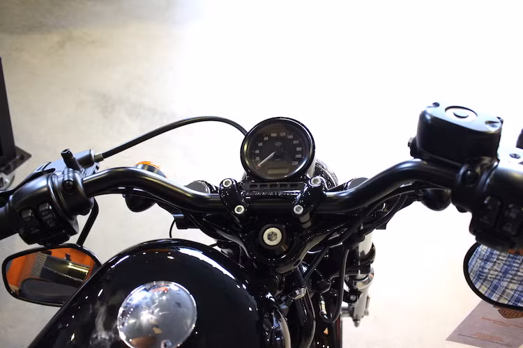 Bảng đồng hồ đơn giản, với đồng hồ báo tốc độ chiếm hết diện tích. Bên dưới 2 cùm công tắc của xe là cặp gương chiếu hậu gắn ngược độc đáo.