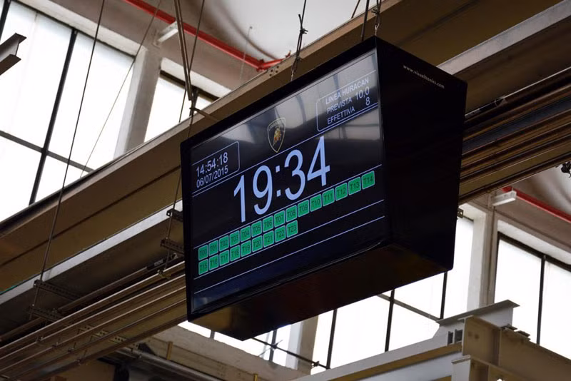 Được phân ra thành nhiều xưởng khác nhau, mỗi màn hình đều được gắn màn hình đếm giờ để giúp các công nhân quản lý thời gian tốt hơn.