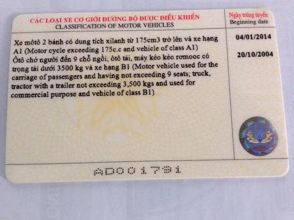 Bằng A2 cho xe trên 175 cm3.