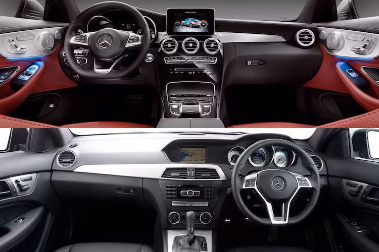 Nội thất của C-Class Coupe thế hệ mới dường như cũng ở một đẳng cấp khác so với thế hệ cũ khi được nâng cấp cả về thiết kế lẫn chất liệu.