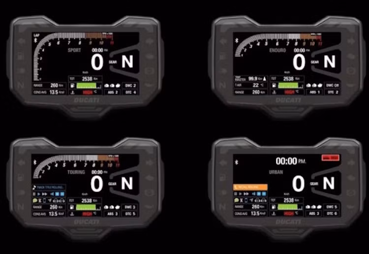 Ducati trang bị cho Multistrada 4 chế độ lái khác nhau, gồm: Urban mode (di chuyển trong phố), Touring mode (hay đi những cung đường dài), Sport mode (chạy thể thao) và Enduro mode (vượt đường trường với địa hình xấu). Hệ thống phanh ABS cao cấp giúp kiểm soát và phanh khi vào cua nhờ hệ thống đo quán tính Inertial Measurement Unit (IMU).