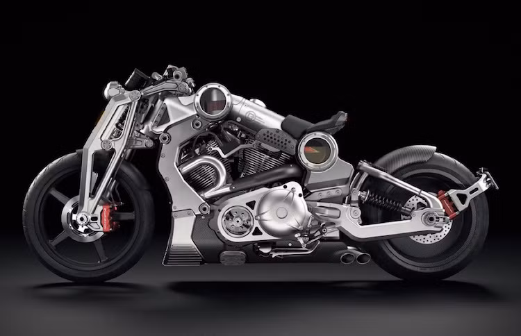 Bình xăng có thiết kế độc đáo, cho phép xem được mức xăng trong bình qua những ô kính chịu lực được "trổ" hai bên thân xe. Cặp bánh xe và dè xe được làm từ sợi carbon.