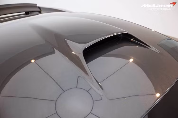 Ở phía trên nóc xe là khe hút gió dẫn trực tiếp vào khoang động cơ, tương tự như McLaren F1 trước đây.