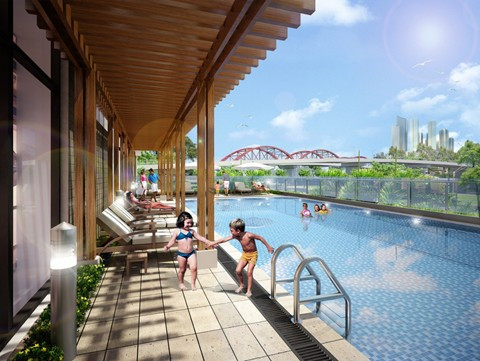 Riva Park sở hữu nhiều tiện ích như hồ bơi ngoài trời sạch đẹp, khu công viên xanh mát, trung tâm thương mại, khu ăn uống, giải trí...