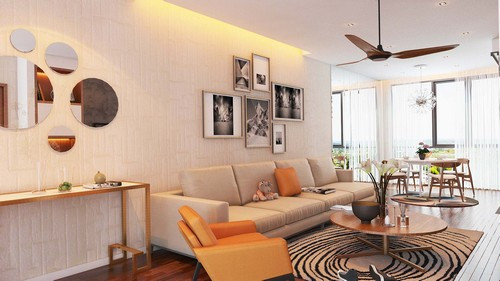 Nội thất bên trong phòng khách căn hộ mẫu dự án FLC Twin Towers.