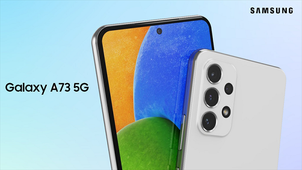 Samsung Galaxy A73 5G nổi bật với cụm camera lớn ở mặt sau, bao gồm cảm biến chính 108 MP, camera macro 5 MP, camera siêu rộng 12 MP và cảm biến đo chiều sâu 5 MP, hỗ trợ chụp ảnh xóa phông.