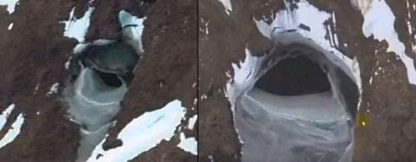 Nhìn về phía Đông Nam Cực, chúng ta sẽ bắt gặp một cấu trúc hình bầu dục kì lạ nhô lên khỏi mặt đất. Có chiều ngang khoảng 122m, cấu trúc có hình thù kỳ lạ này được cho là những công trình thời cổ đại bị băng giá Nam Cực chôn vùi và cất giấu.