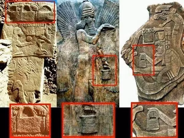 Vật thể giống túi xách cũng xuất hiện ở bên kia đại dương, tại khu vực Nam Mỹ, cụ thể ở Tula, một di chỉ khảo cổ ở Mexico từng là thủ phủ của đế chế Toltec sau sự sụp đổ của thành cổ Teotihuacan.