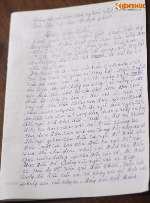 Đơn kêu cứu của gia đình ông Vũ Văn Điều sau khi nạn nhân bị Công an xã đánh gãy 4 xương sườn, nguy kịch.