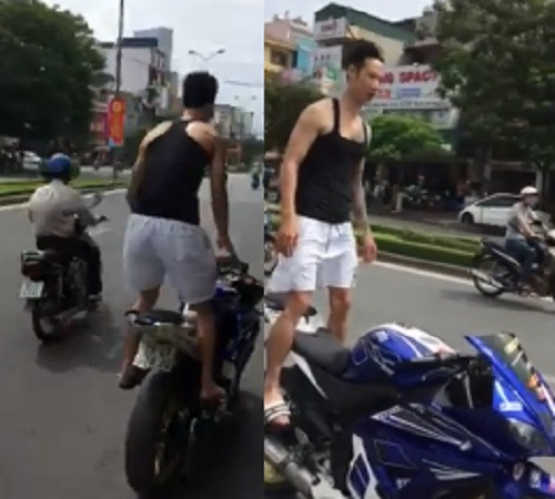 CSGT Hà Nọi dang xác minh dan choi “dien xiec” tren mo to