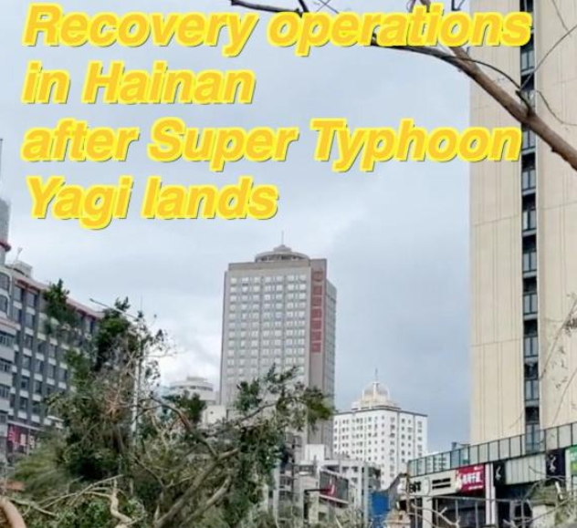 Sau khi bão Yagi đi qua, người dân và lực lượng chức năng ở tỉnh Hải Nam nhanh chóng bắt tay vào việc dọn dẹp đường phố, khắc phục hậu quả.