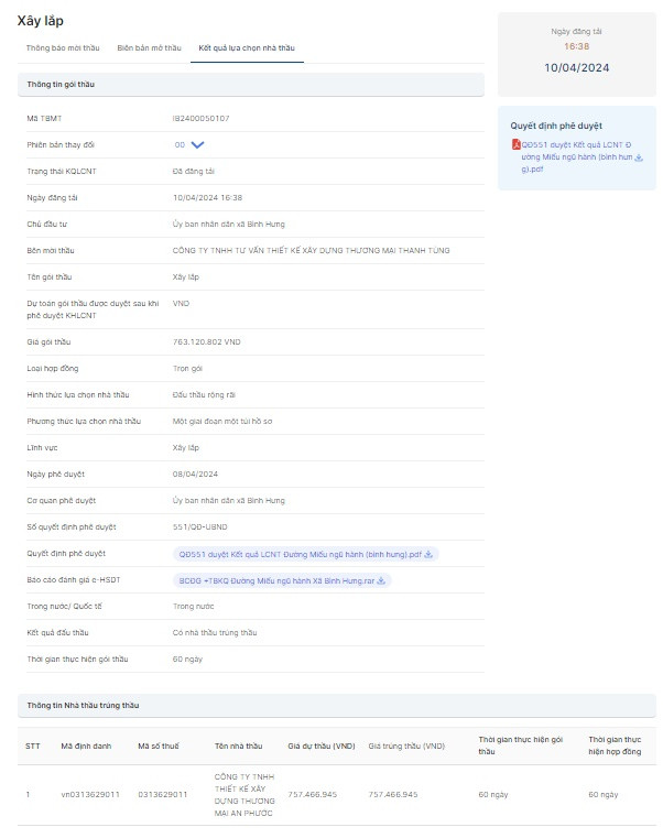 TP HCM: Ít cạnh tranh, Cty An Phước trúng gói thầu tại xã Bình Hưng TP HCM: It canh tranh, Cty An Phuoc trung goi thau tai xa Binh Hung