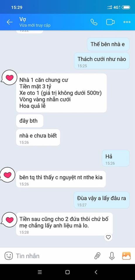 Toat mo hoi doc danh sach thach cuoi, chang trai tho dai: 'Tien dau cuoi vo?'