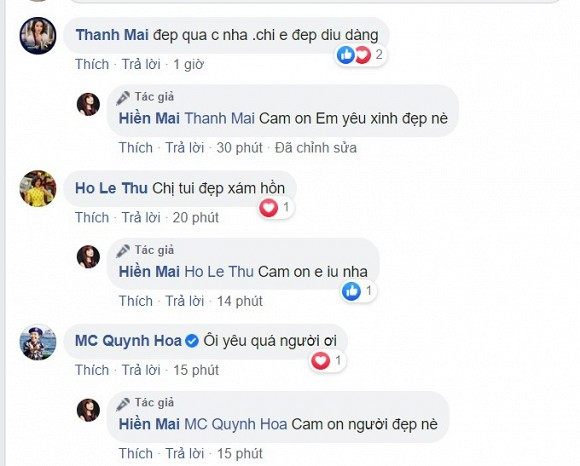 Thanh Mai, Hồ Lệ Thu, Quỳnh Hoa khen ngợi nhan sắc của Hiền Mai.