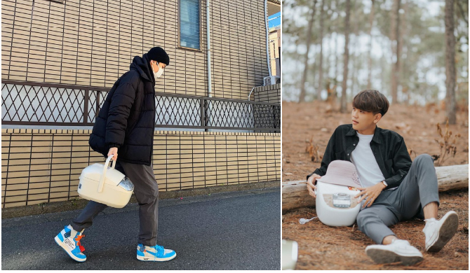 Những hình ảnh chụp cùng nồi cơm điện được cho bắt nguồn từ một nhóm công khai có tên "Hội Anh Em Đam Mê Nồi Cơm Điện Việt Nam" với hơn 300.000 thành viên trên Facebook. Phong cách chụp ảnh "đưa nồi cơm điện đi muôn nơi" của các thành viên trong nhóm nhanh chóng trở thành hot trend khi được nhiều bạn trẻ đam mê du lịch hưởng ứng nhiệt tình. Ảnh: Nguyễn Đình Minh, Lê Duy.