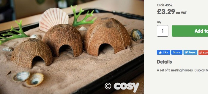 Gáo dừa được bán trên một số trang thương mại điện tử làm đồ trang trí cho người nuôi cá