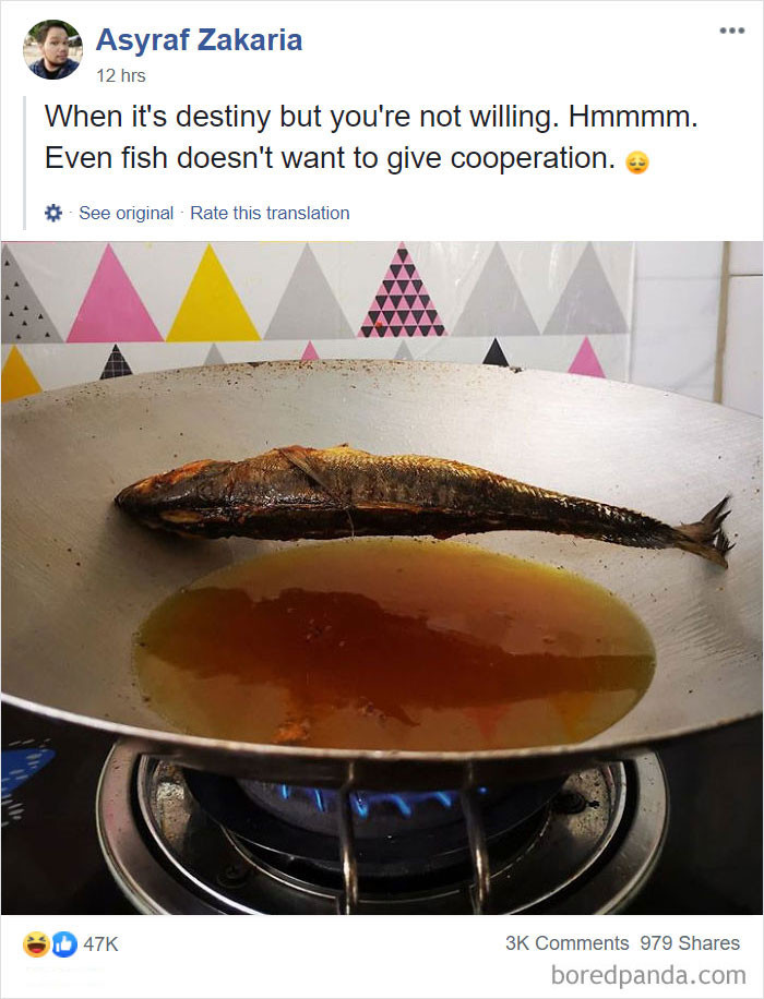 "Khi đó là định mệnh nhưng bạn không sẵn lòng. Hừm. Ngay cả cá cũng không muốn hợp tác".