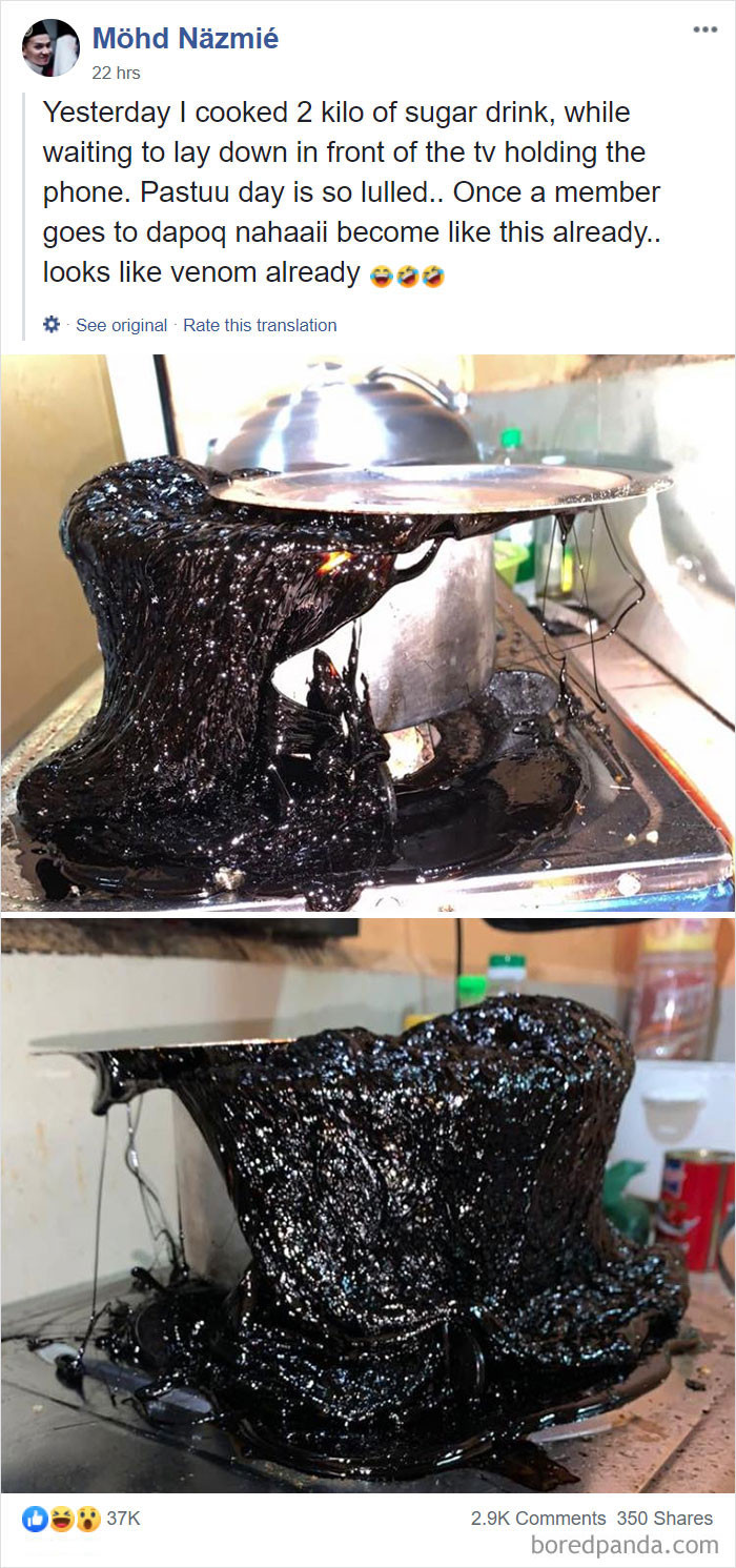 Là đường đấy, nấu 2 ký đường quên tắt bếp và giờ nhận lấy thành phẩm này đây.