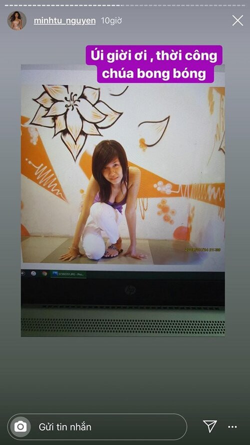 Kèm theo những bức ảnh cũ được đăng tải, siêu mẫu Minh Tú thường để lại những dòng caption hài hước, thú vị.