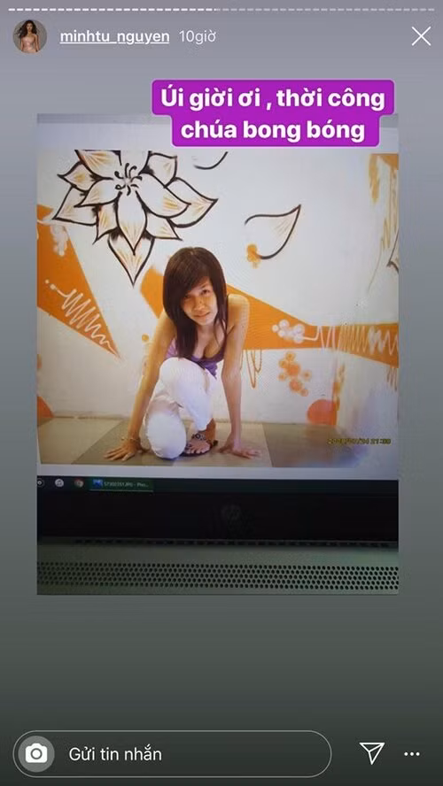 Kèm theo những bức ảnh cũ được đăng tải, siêu mẫu Minh Tú thường để lại những dòng caption hài hước, thú vị.