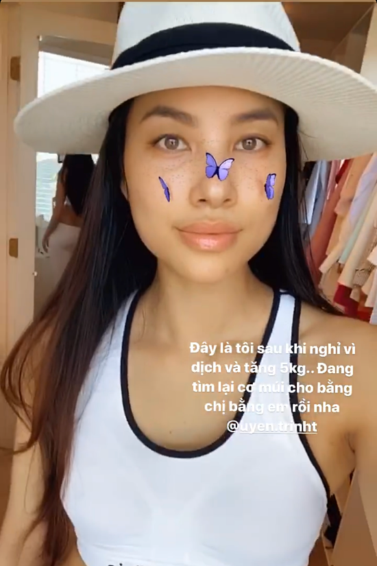 Phạm Hương tiếp tục chia sẻ hình ảnh mới và tiết lộ đã tăng 5kg sau dịch COVID-19.