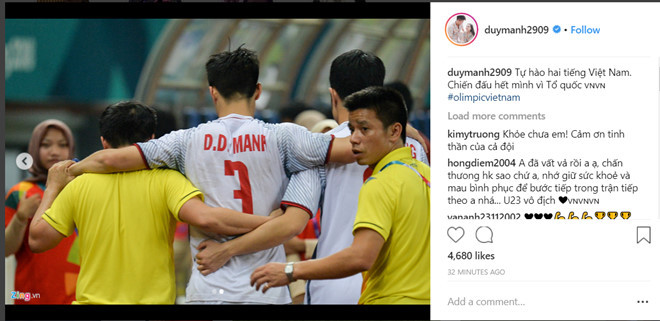 Tuy nhiên, chia sẻ với báo chí về tình hình sức khoẻ của mình Duy Mạnh cho biết: "Tôi không gặp vấn đề gì lớn. Do căng sức nên bị chuột rút toàn thân, không thể đi lại thôi".