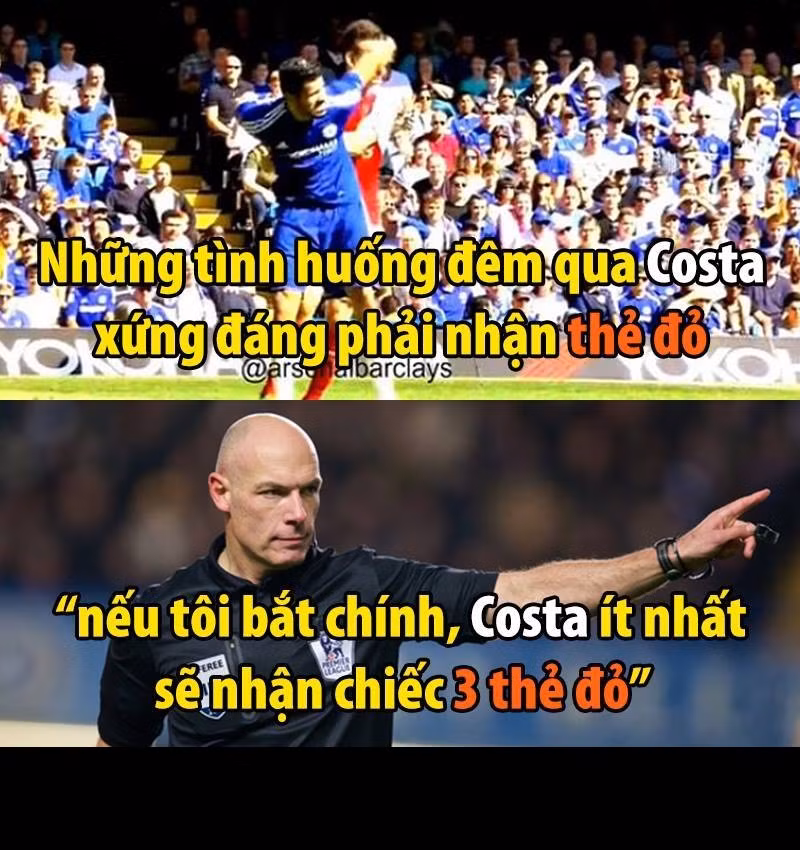Đây là nhận định của cựu trọng tài Premier League, ông Howard Webb về kịch sĩ Diego Costa.