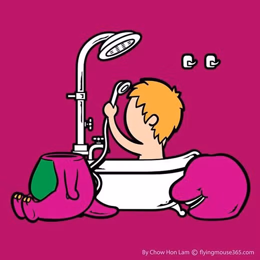 Những bạn 9x hẳn là không quên được chú khủng long Barney. Để khi đi tắm cũng ngân nga câu hát, : "I love you, you love me".