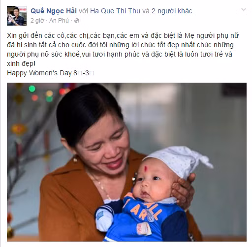 Còn với trung vệ Quế Ngọc Hải, anh cũng gửi những lời chúc vô cùng ngọt ngào tới những người phụ nữ xung quanh anh.