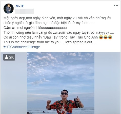 Vào ngày sinh nhật lần thứ 25 của mình và ăn mừng MV Hãy trao cho anh lập vô số kỷ lục chỉ trong vài ngày ra mắt, Sơn Tùng M-TP đã gửi tặng fan một clip tái hiện điệu nhảy đau tay trong MV.