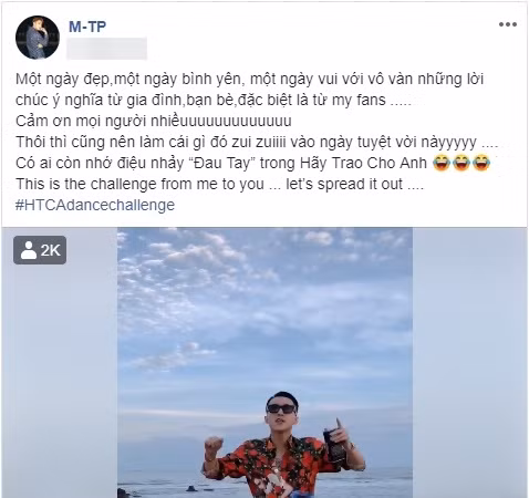 Vào ngày sinh nhật lần thứ 25 của mình và ăn mừng MV Hãy trao cho anh lập vô số kỷ lục chỉ trong vài ngày ra mắt, Sơn Tùng M-TP đã gửi tặng fan một clip tái hiện điệu nhảy đau tay trong MV.