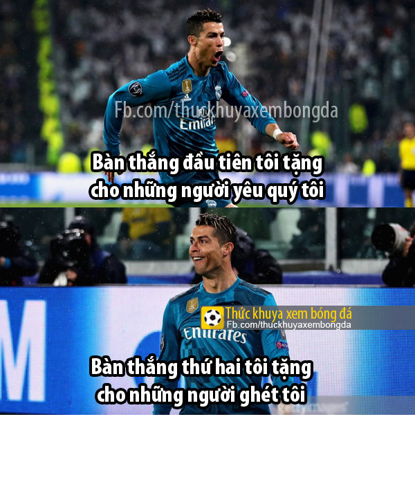  Ảnh chế bóng đá xoay quanh trận tứ kết giữa Juventus và Real tối qua chỉ tập trung quanh Cris Ronaldo, ngôi sao tỏa sáng với cú đúp cực đẹp để đồng đội dễ đá hơn khi trở về Bernabeu.