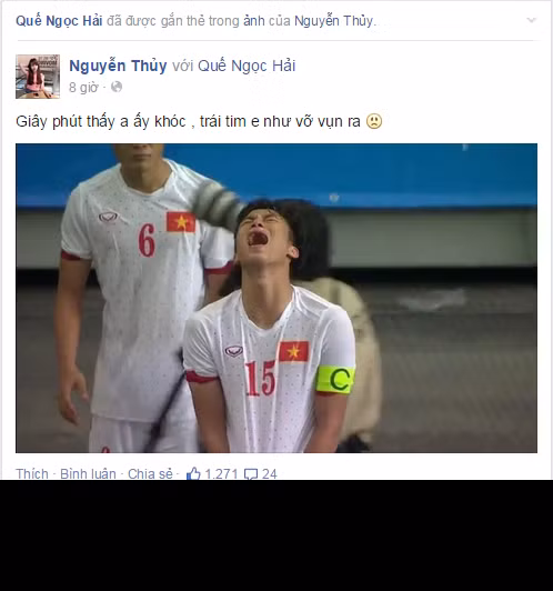 NHM quê nhà khi chứng kiến những giọt nước mắt của đội trưởng Quế Ngọc Hải cũng không kìm được nước mắt.