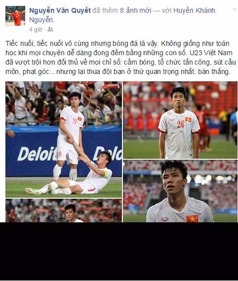 Cựu đội trưởng U23 Việt Nam là Văn Quyết lý giải về việc thất bại của U23 Việt Nam.