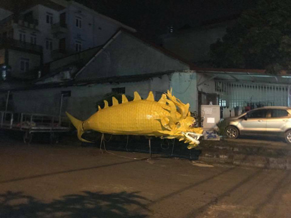 Nhìn vào chiếc đèn lồng cá chép hóa rồng này, nhiều người nhận xét rằng, nó giống cá ở phần thân nhưng việc lắp đầu rồng vào dường như mọi thứ tỉ lệ đều không chính xác.